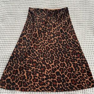 J. Crew Black and Brown Leopard A-Line Skirt